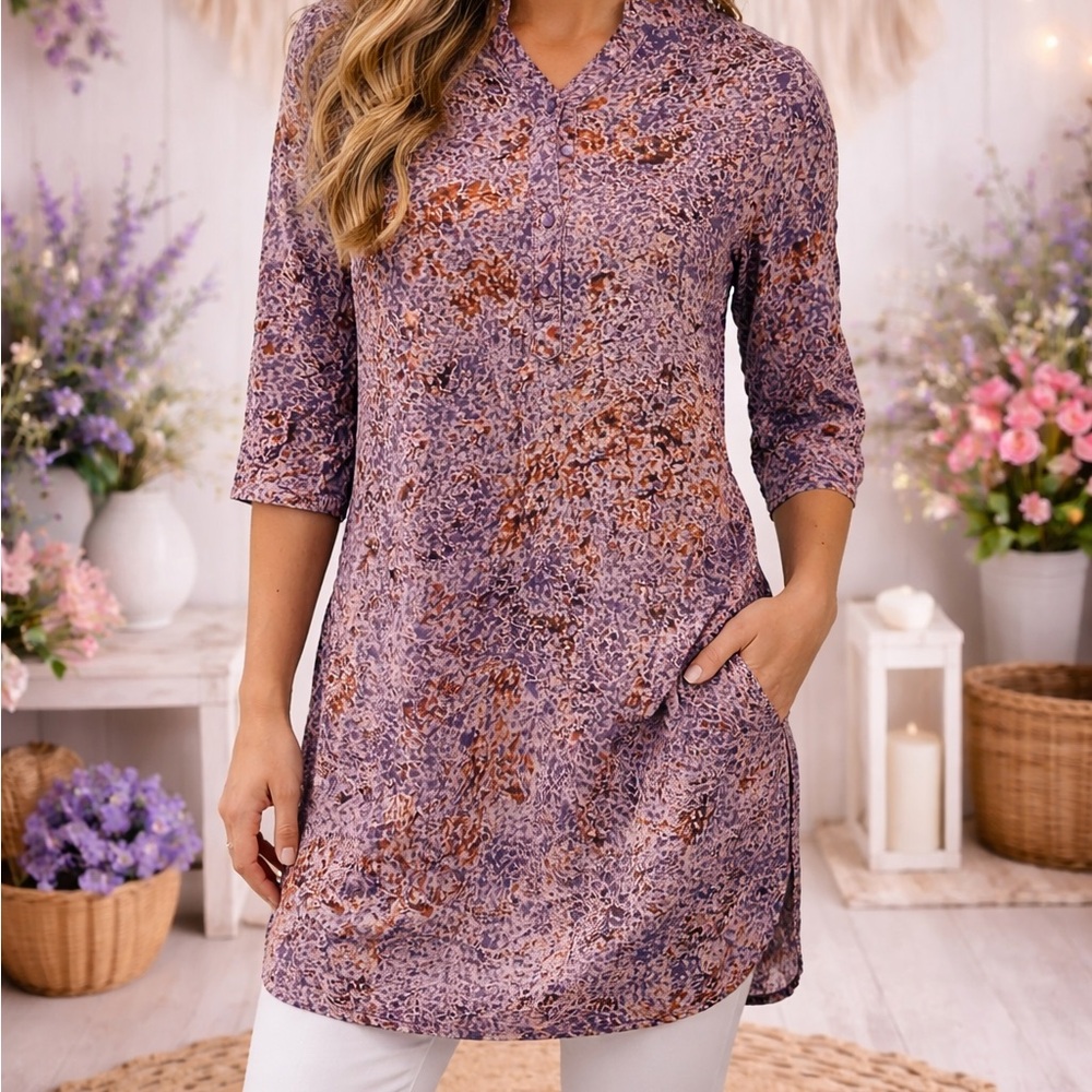 Women’s Purple Floral Print Tunic